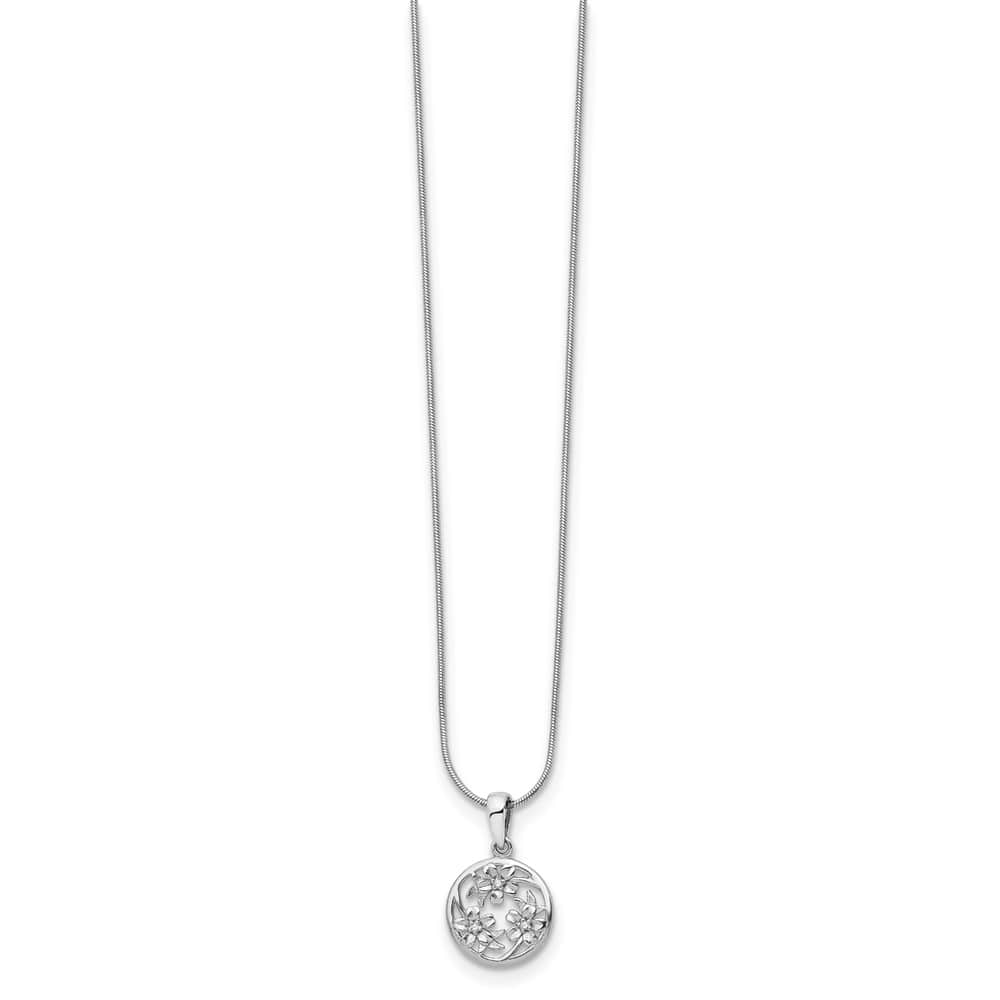 Sterling Silver White Ice Diamond Flower 20 inch Necklace
