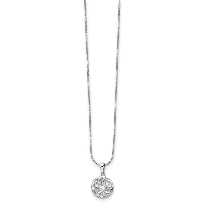 Sterling Silver White Ice Diamond Flower 20 inch Necklace