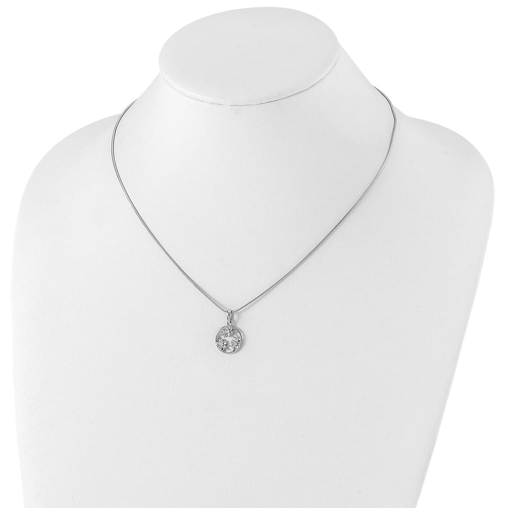 Sterling Silver White Ice Diamond Flower 20 inch Necklace
