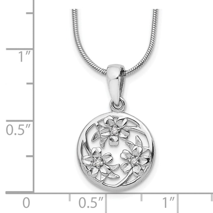 Sterling Silver White Ice Diamond Flower 20 inch Necklace