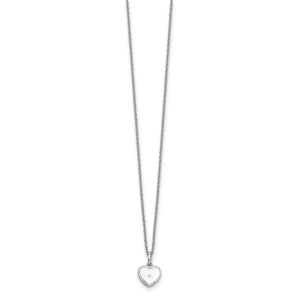Sterling Silver White Ice Diamond Heart 20 inch Necklace