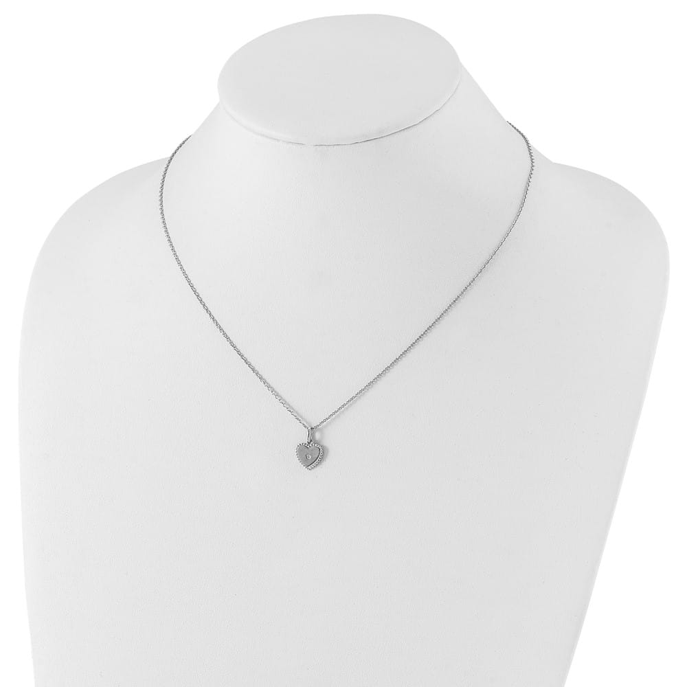 Sterling Silver White Ice Diamond Heart 20 inch Necklace