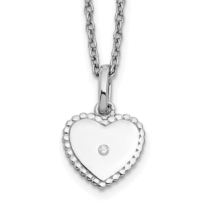 Sterling Silver White Ice Diamond Heart 20 inch Necklace