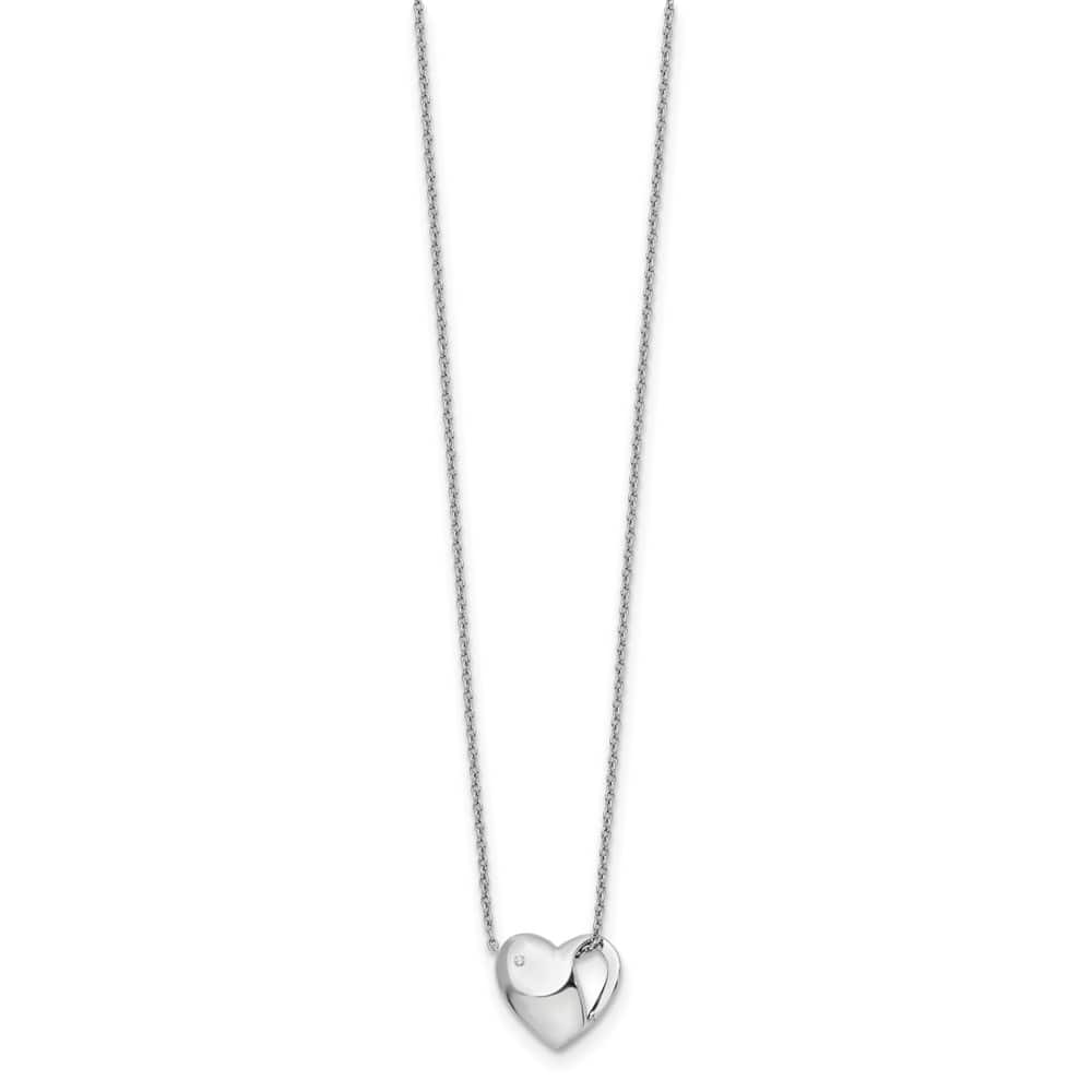 Sterling Silver White Ice Diamond Heart 20 inch Necklace