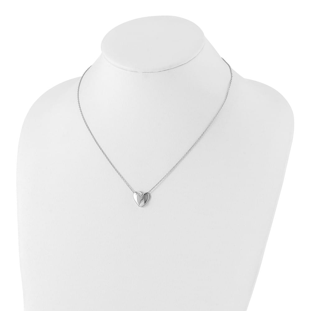 Sterling Silver White Ice Diamond Heart 20 inch Necklace