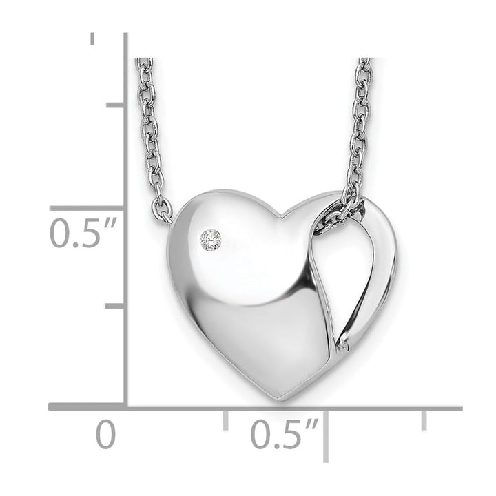 Sterling Silver White Ice Diamond Heart 20 inch Necklace