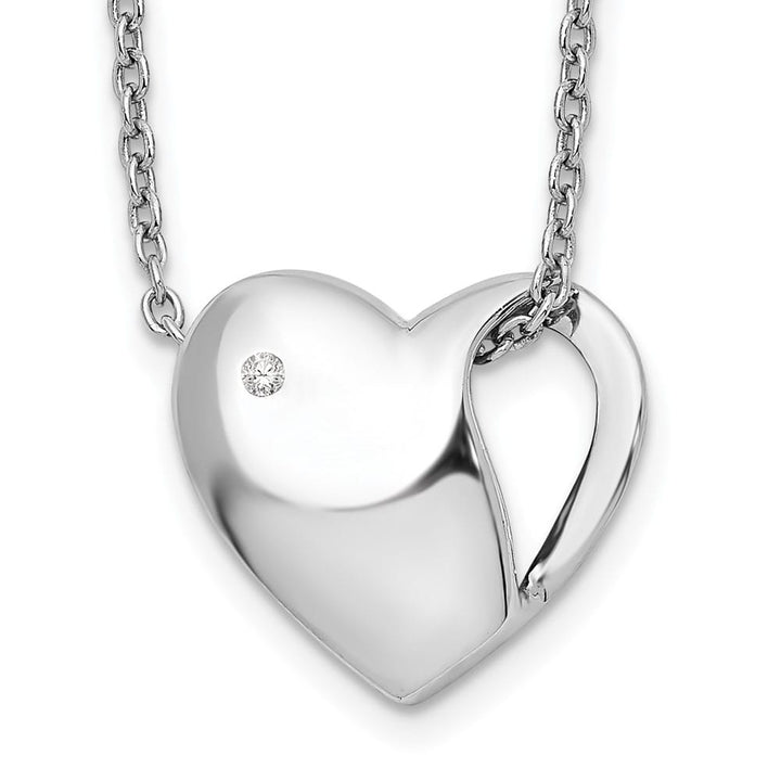 Sterling Silver White Ice Diamond Heart 20 inch Necklace