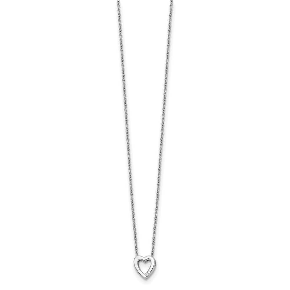 Sterling Silver White Ice Diamond Heart 20 inch Necklace