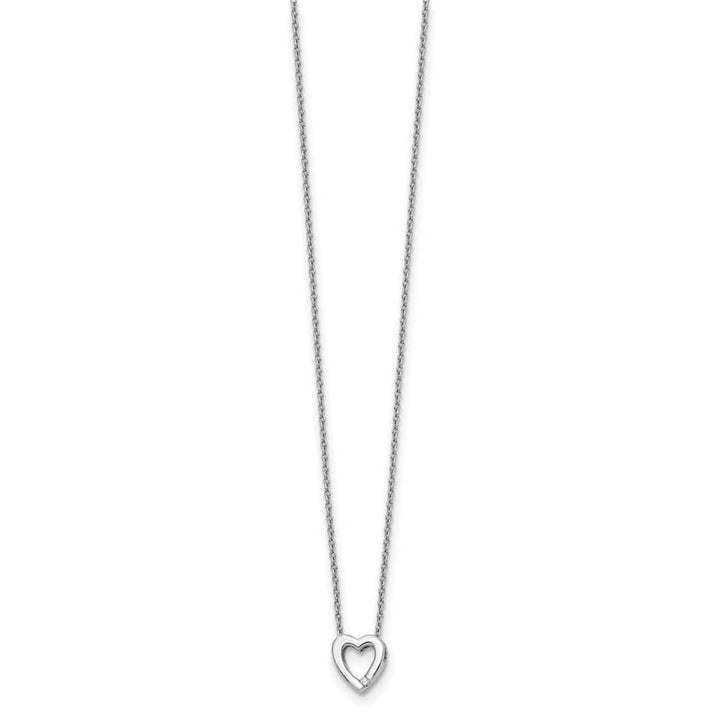 Sterling Silver White Ice Diamond Heart 20 inch Necklace