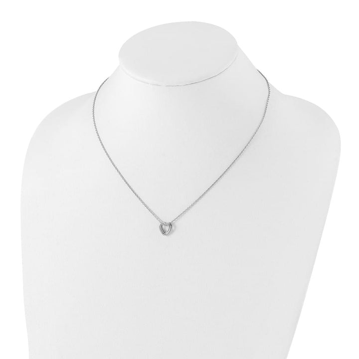 Sterling Silver White Ice Diamond Heart 20 inch Necklace