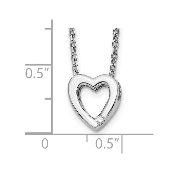 Sterling Silver White Ice Diamond Heart 20 inch Necklace