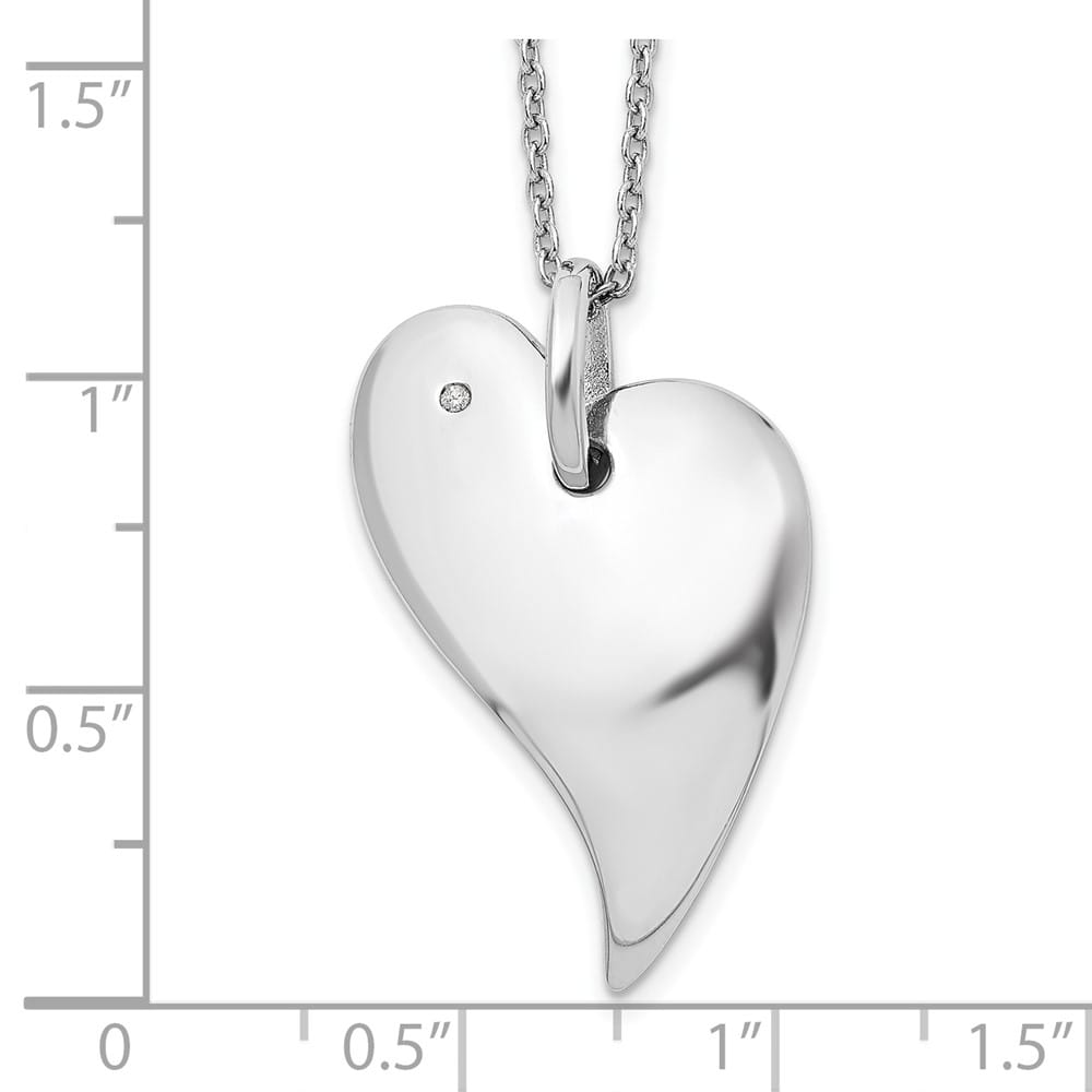 Sterling Silver White Ice Diamond Heart 20 inch Necklace