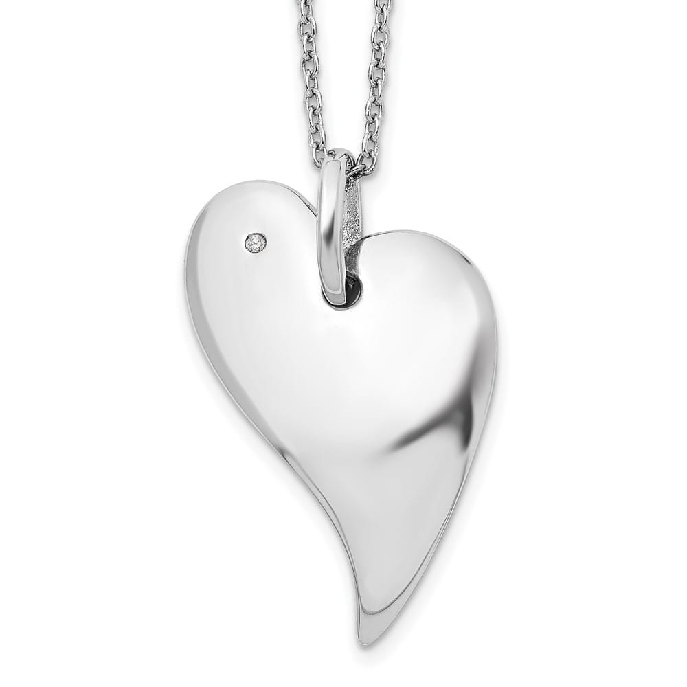 Sterling Silver White Ice Diamond Heart 20 inch Necklace