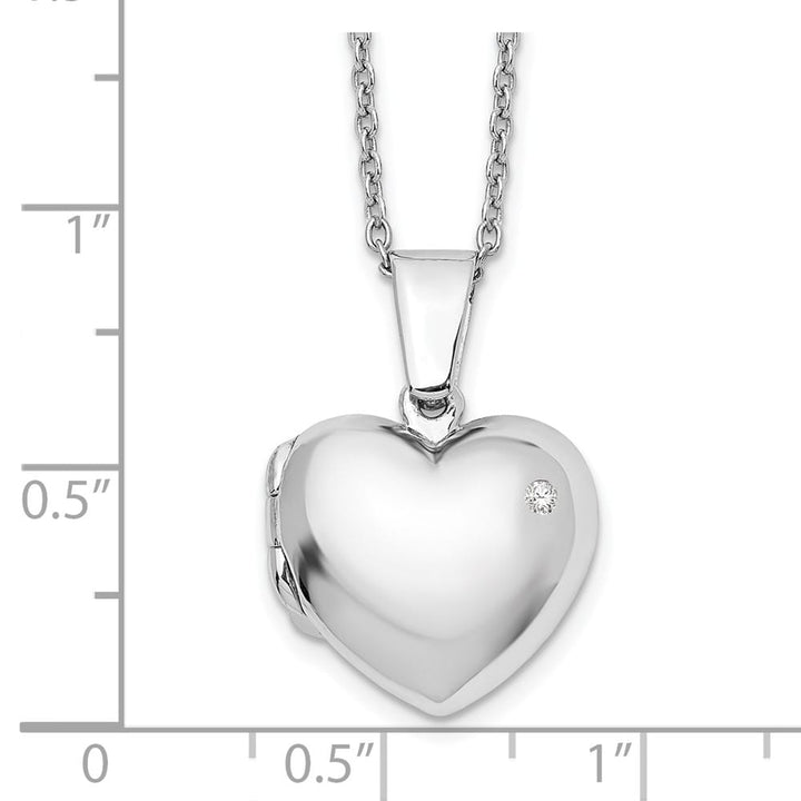 Sterling Silver White Ice Diamond Heart Locket 20 inch Necklace