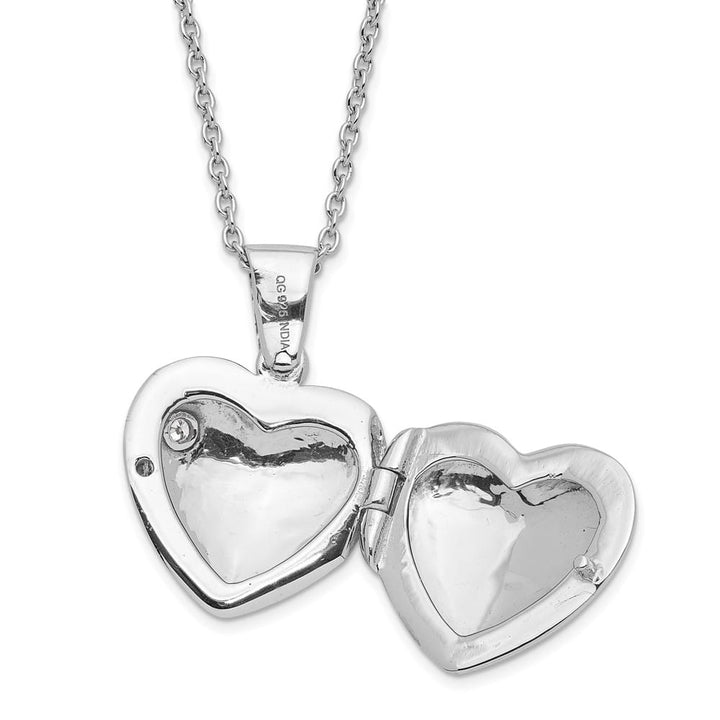 Sterling Silver White Ice Diamond Heart Locket 20 inch Necklace