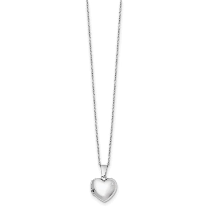Sterling Silver White Ice Diamond Heart Locket 20 inch Necklace