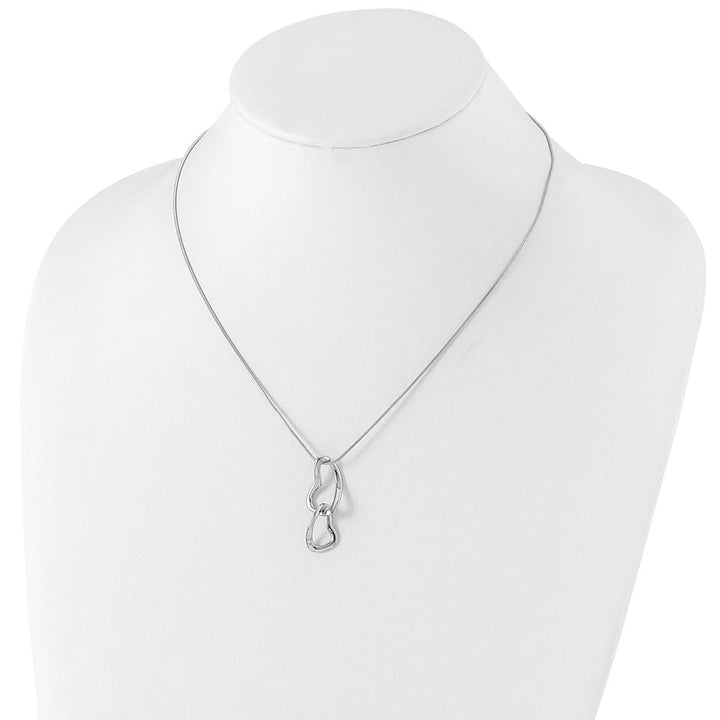 Sterling Silver White Ice Diamond Hearts 20 inch Necklace