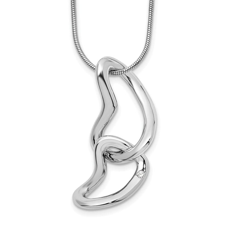 Sterling Silver White Ice Diamond Hearts 20 inch Necklace