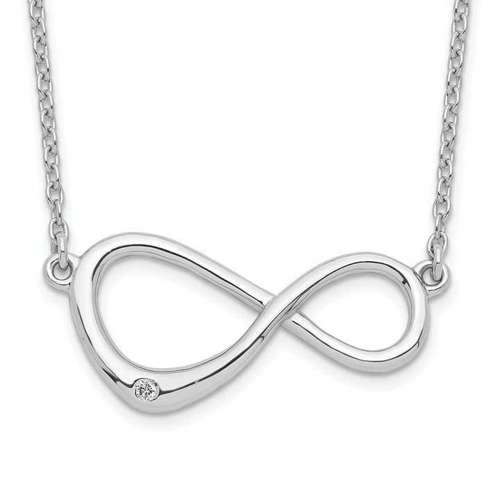 Sterling Silver White Ice Diamond Infinity Symbol 16 inch Necklace