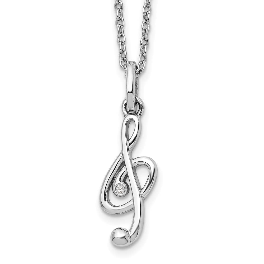 Sterling Silver White Ice Diamond Musical 20 inch Necklace