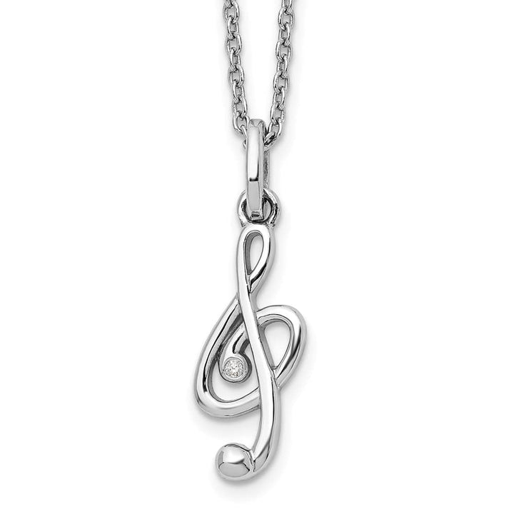 Sterling Silver White Ice Diamond Musical 20 inch Necklace