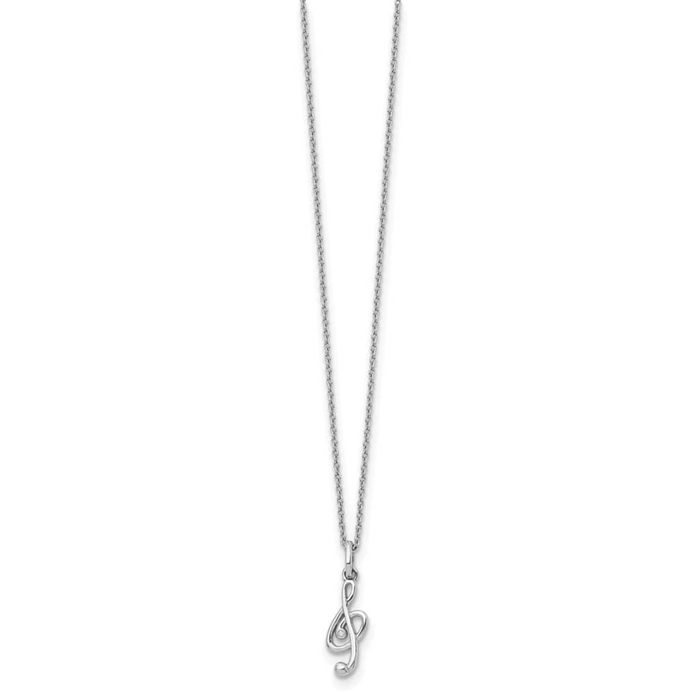 Sterling Silver White Ice Diamond Musical 20 inch Necklace