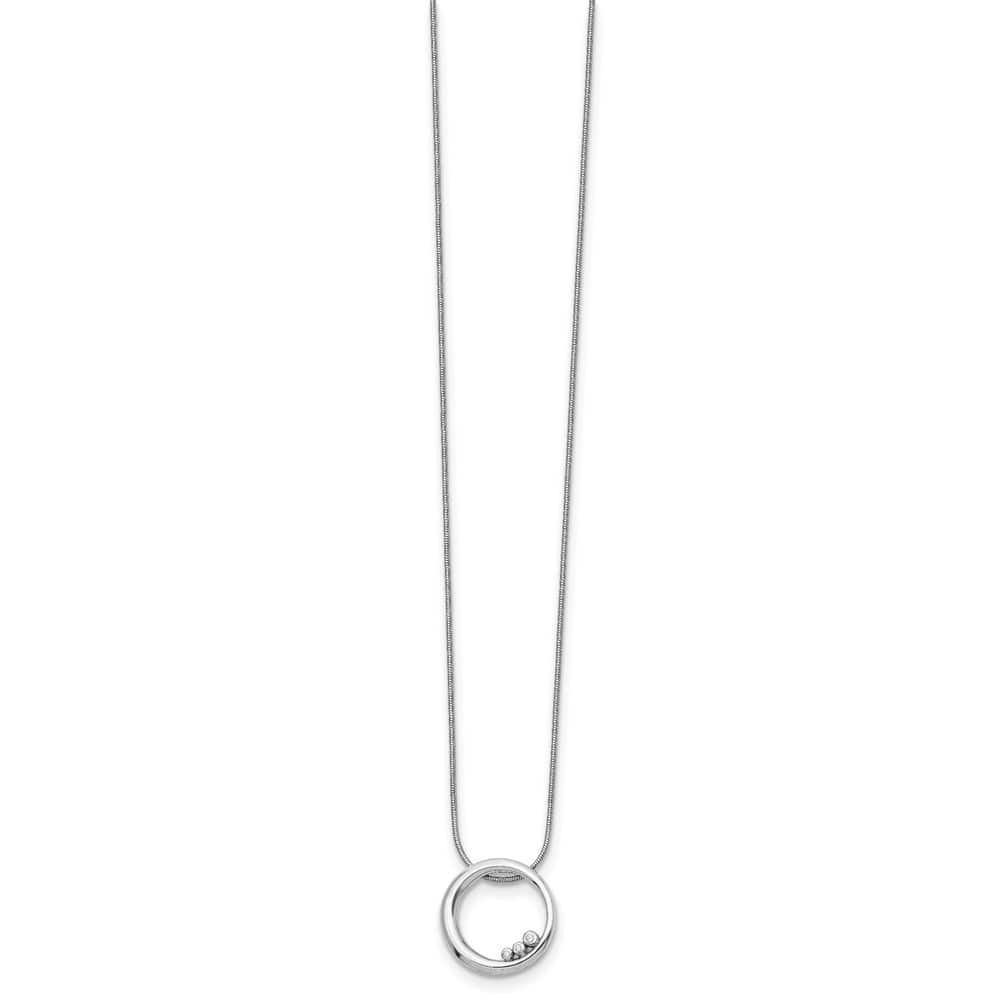 Sterling Silver White Ice Diamond Open Circle 20 inch Necklace