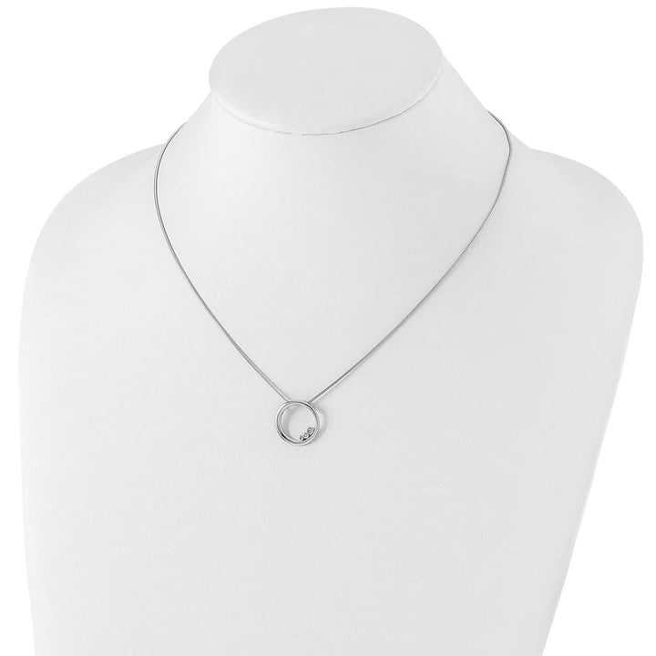 Sterling Silver White Ice Diamond Open Circle 20 inch Necklace
