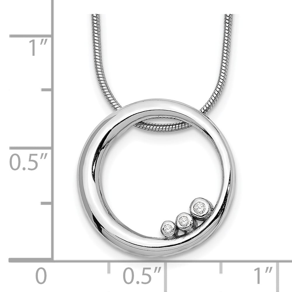 Sterling Silver White Ice Diamond Open Circle 20 inch Necklace