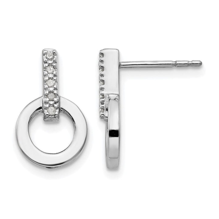Sterling Silver White Ice Diamond Open Circle Post 15 x 10 mm Earrings, view 1 of 7