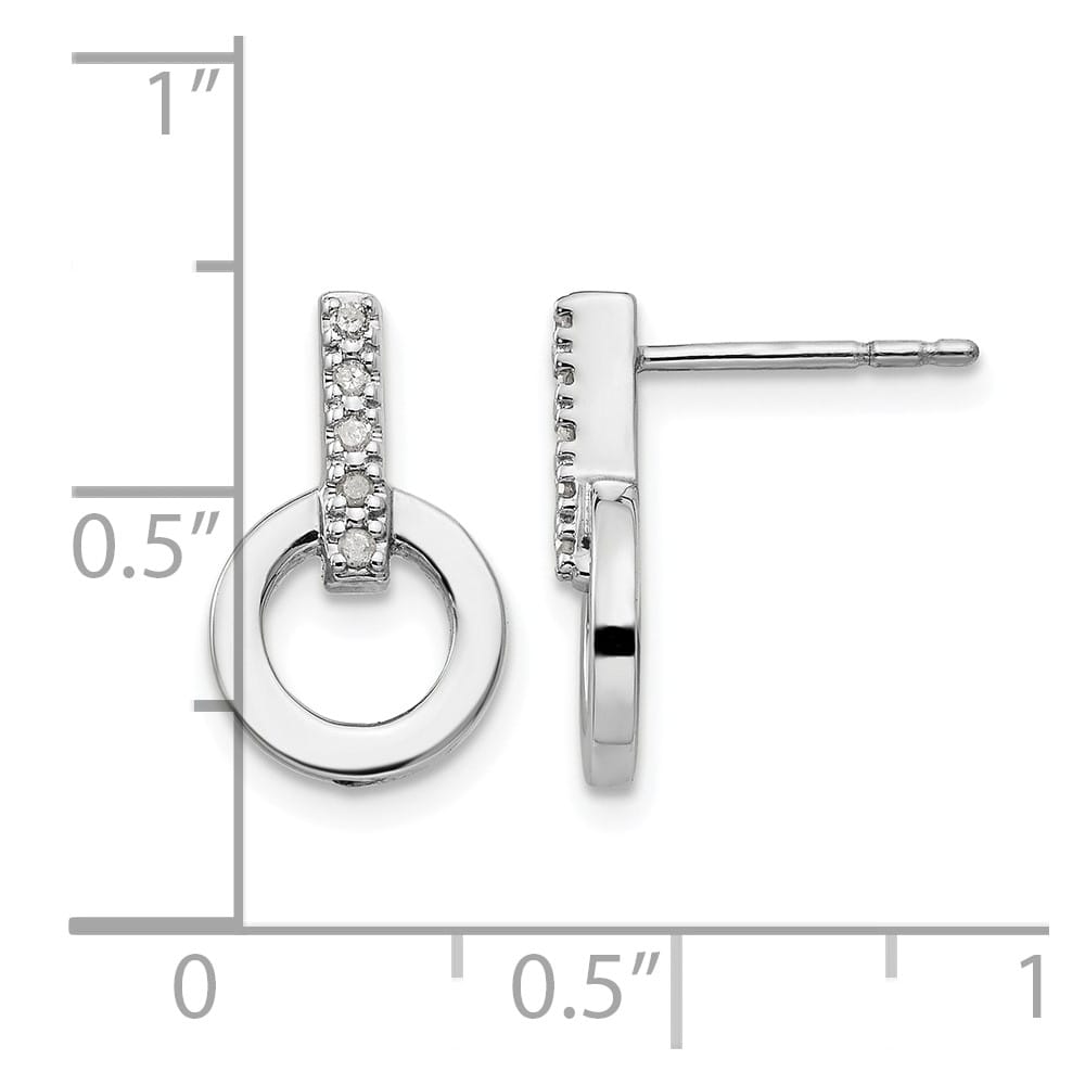 Sterling Silver White Ice Diamond Open Circle Post 15 x 10 mm Earrings, view 4 of 7