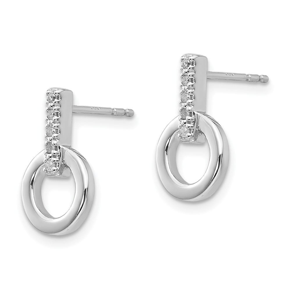 Sterling Silver White Ice Diamond Open Circle Post 15 x 10 mm Earrings, view 2 of 7