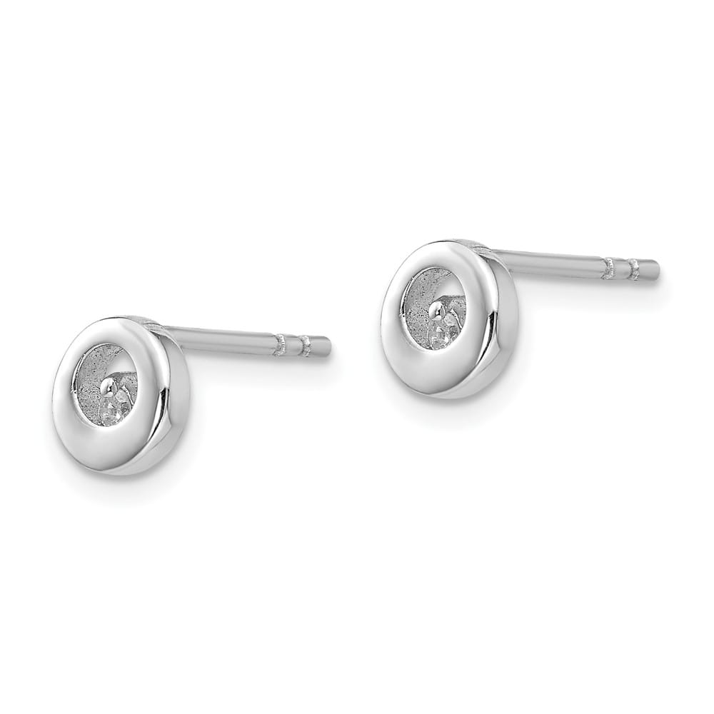 Sterling Silver White Ice Diamond Open Circle Stud Post Earrings, view 2 of 7