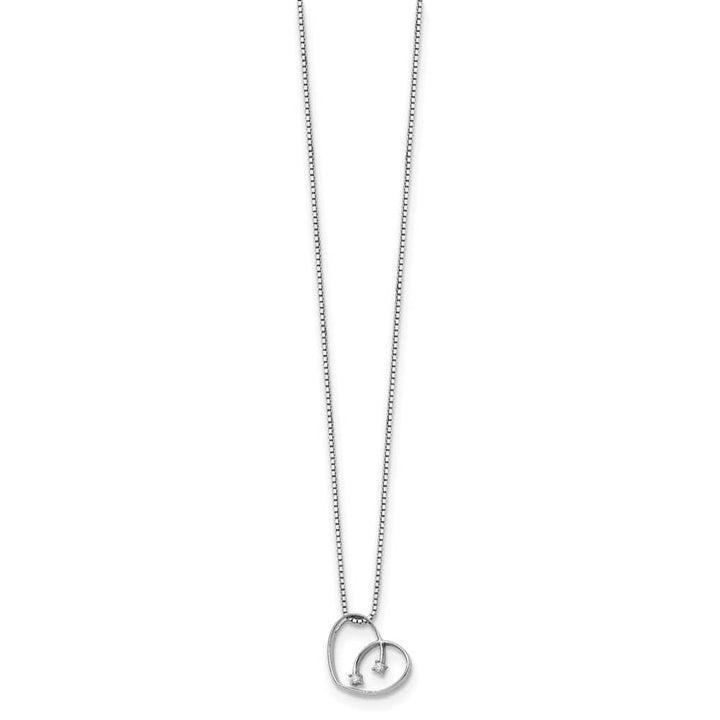 Sterling Silver White Ice Diamond Open Heart 2 Stone 20 inch Necklace