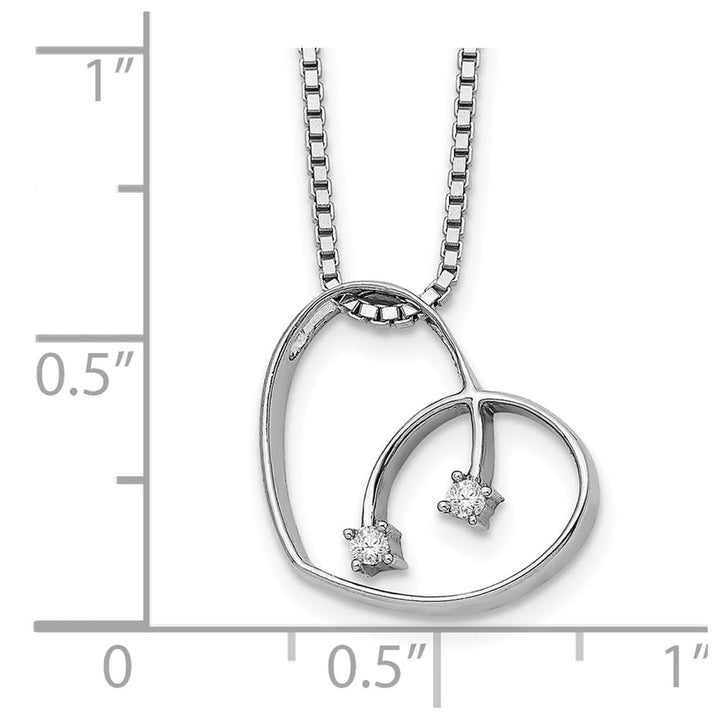 Sterling Silver White Ice Diamond Open Heart 2 Stone 20 inch Necklace