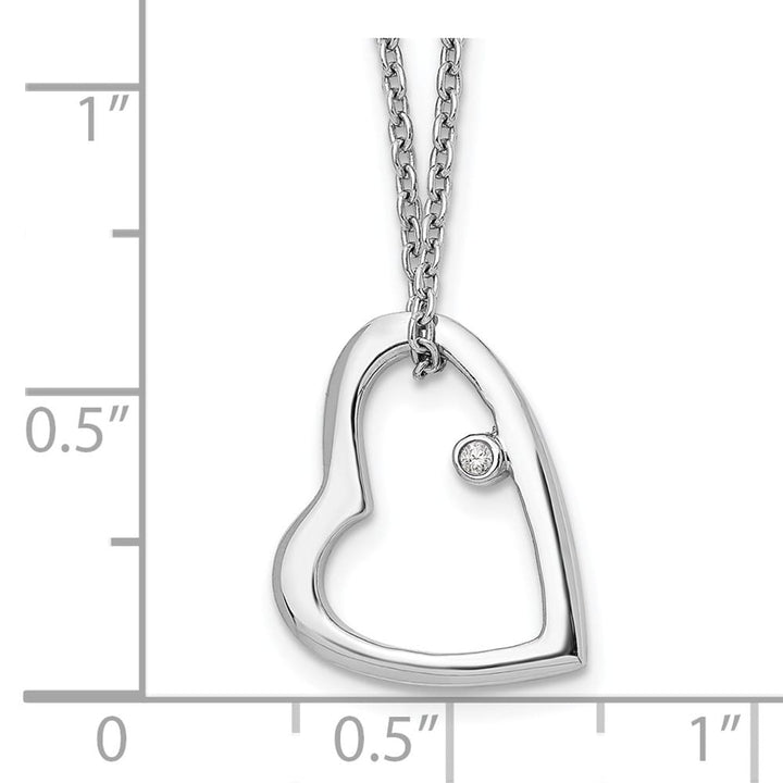 Sterling Silver White Ice Diamond Open Heart 20 inch Necklace