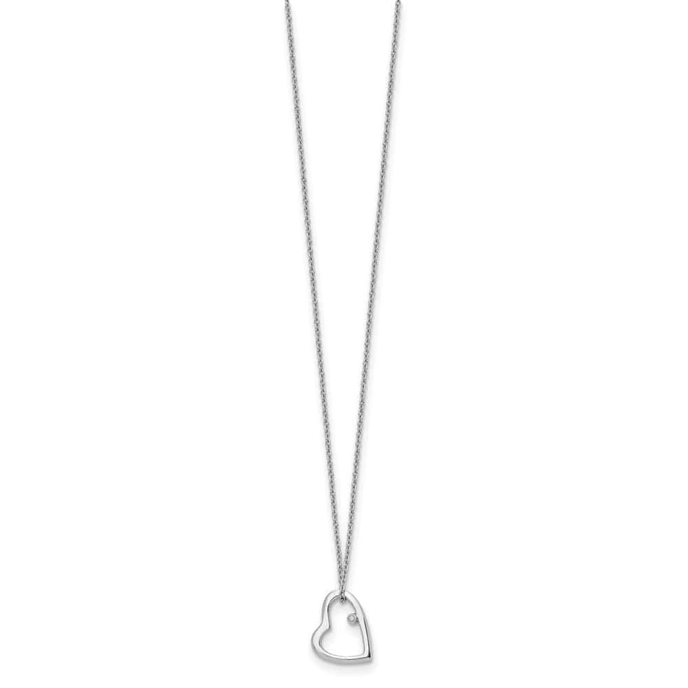 Sterling Silver White Ice Diamond Open Heart 20 inch Necklace