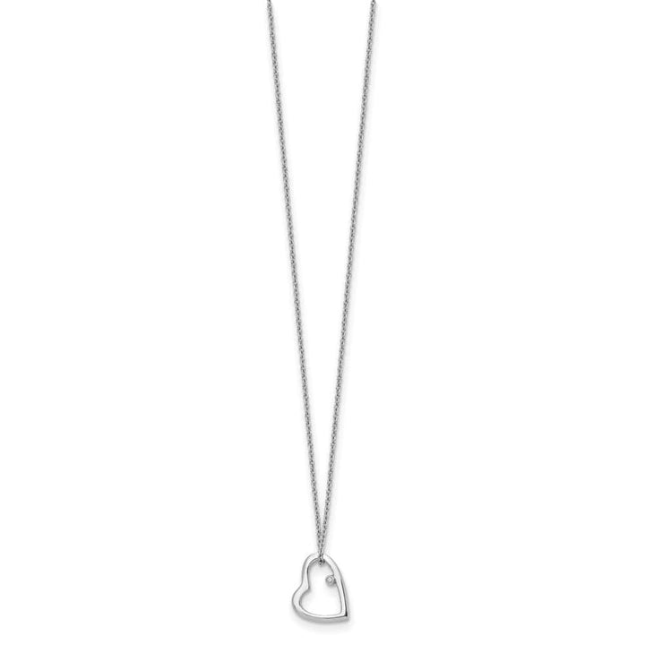 Sterling Silver White Ice Diamond Open Heart 20 inch Necklace