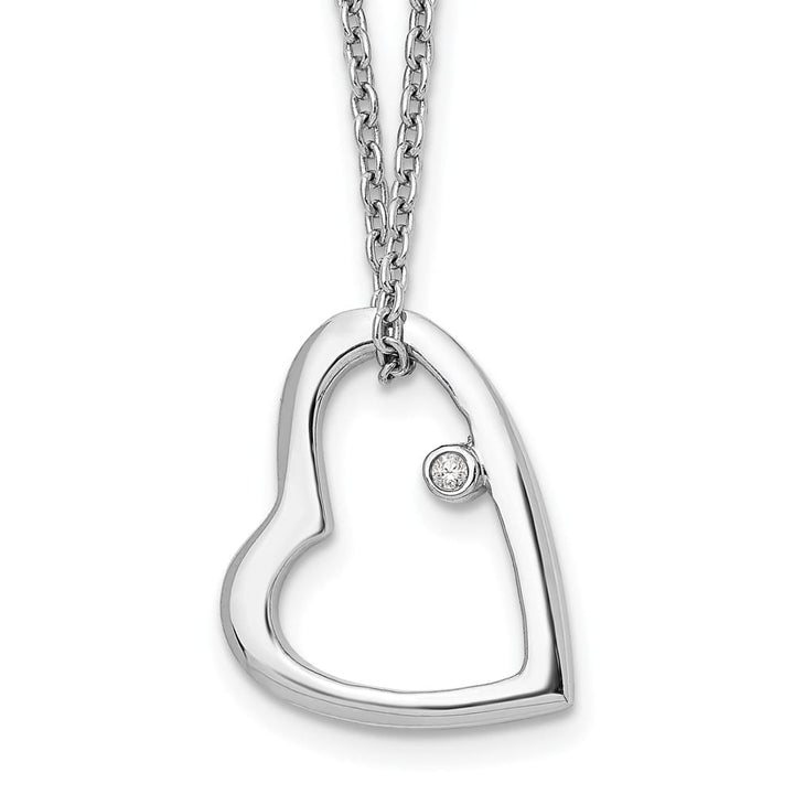 Sterling Silver White Ice Diamond Open Heart 20 inch Necklace