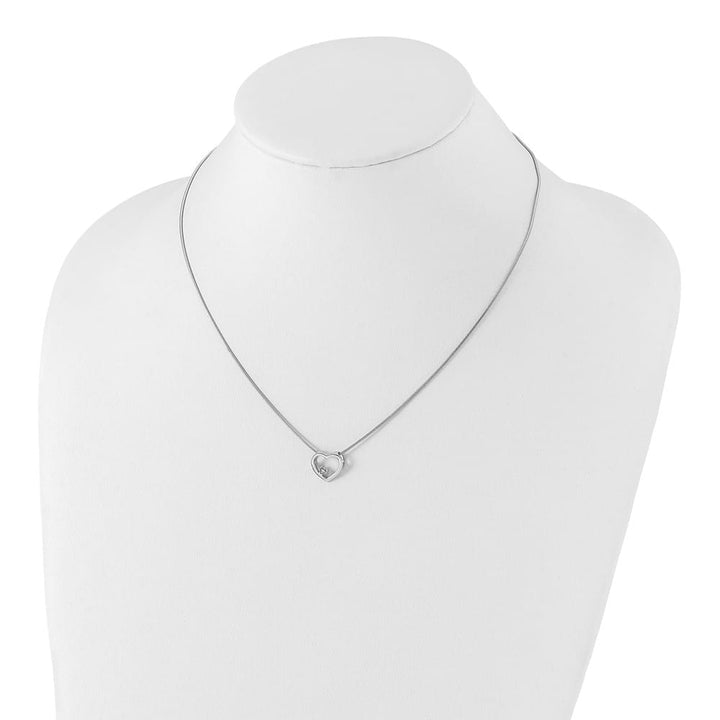 Sterling Silver White Ice Diamond Open Heart 20 inch Necklace