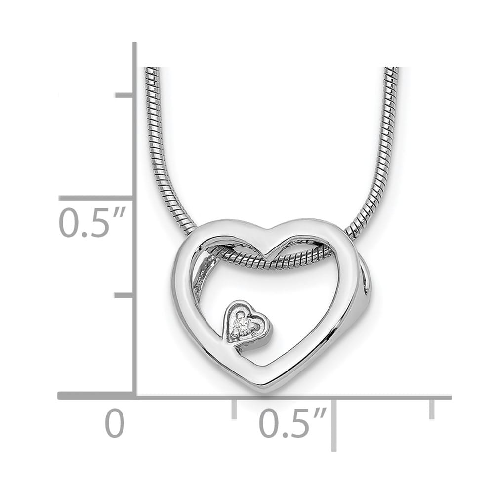Sterling Silver White Ice Diamond Open Heart 20 inch Necklace