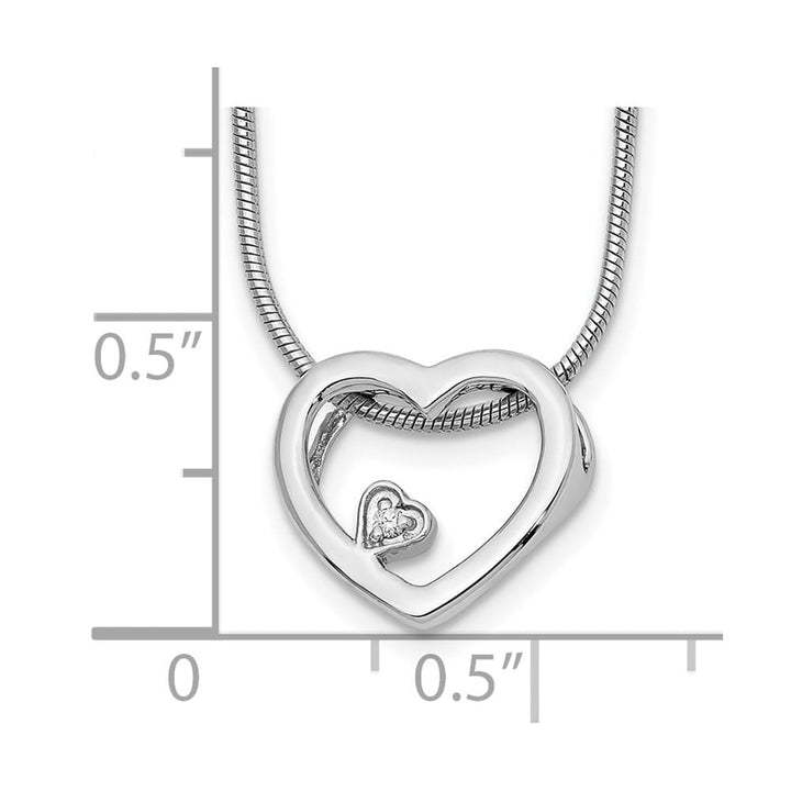 Sterling Silver White Ice Diamond Open Heart 20 inch Necklace