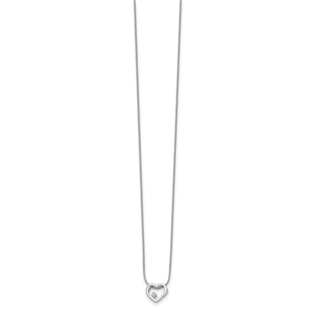 Sterling Silver White Ice Diamond Open Heart 20 inch Necklace