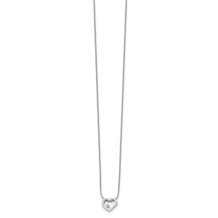 Sterling Silver White Ice Diamond Open Heart 20 inch Necklace