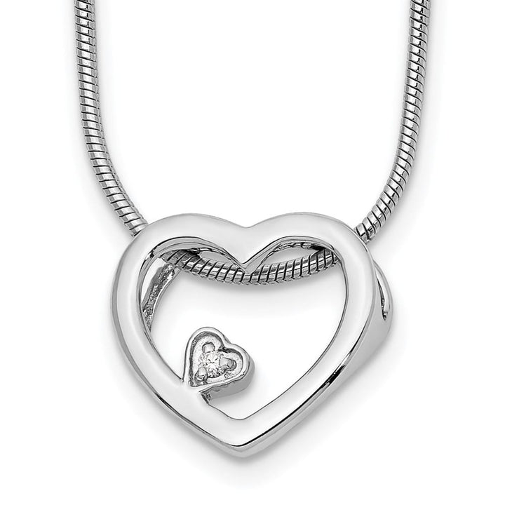 Sterling Silver White Ice Diamond Open Heart 20 inch Necklace