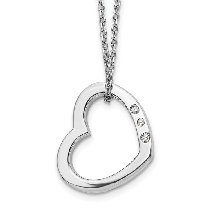 Sterling Silver White Ice Diamond Open Heart 20 inch Necklace