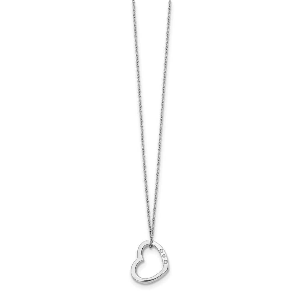 Sterling Silver White Ice Diamond Open Heart 20 inch Necklace