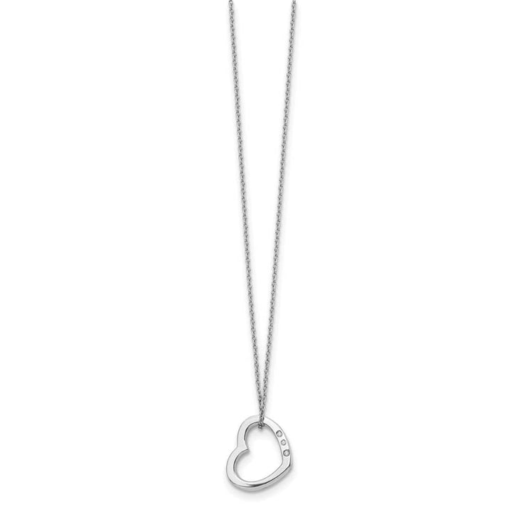 Sterling Silver White Ice Diamond Open Heart 20 inch Necklace