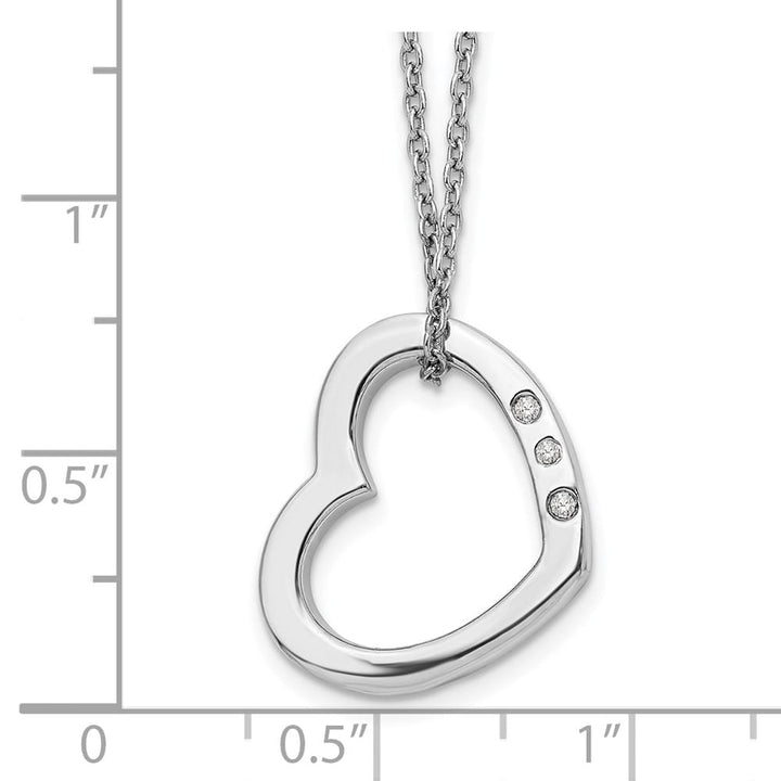 Sterling Silver White Ice Diamond Open Heart 20 inch Necklace