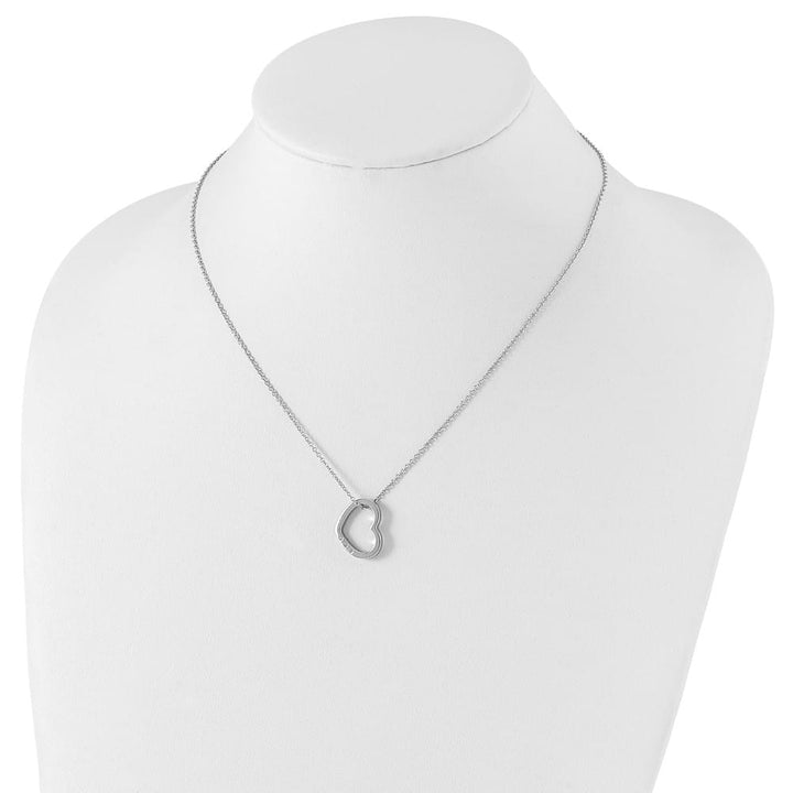 Sterling Silver White Ice Diamond Open Heart 20 inch Necklace